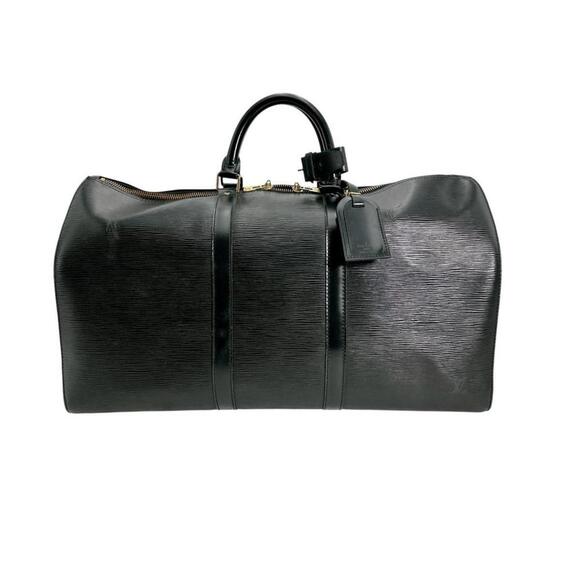 LOUIS VUITTON Black Leather Keepall 50 Boston Bag - Picture 1 of 16